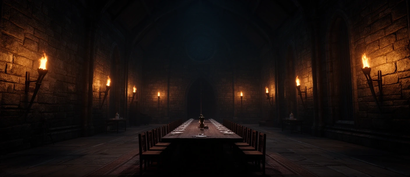 Dark Renaissance castle hall